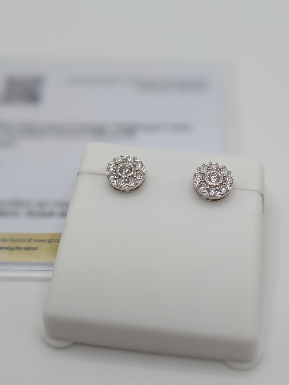 IGI Certified 0.48 CTW Lab Diamond Cluster Earrings 925 Silver D-F VVS